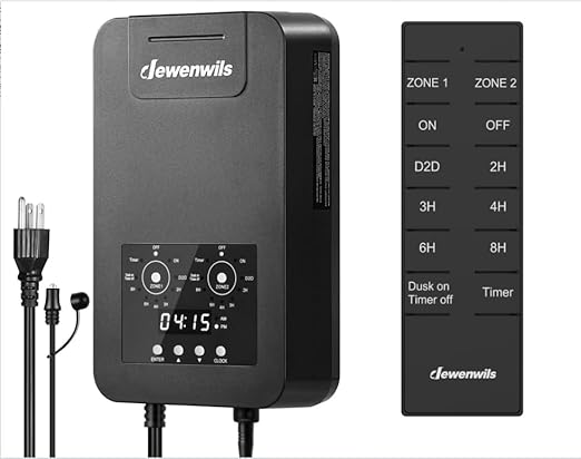 DEWENWILS 300W Low Voltage Landscape Transformer with 2 Zones, 120V AC to 15V DC, Low Voltage Transformer with Remote, Photocell Sensor & Timer, Outdoor Landscape Lighting for Spot Light Steplight