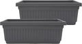 The HC Companies 18 Inch Venetian Window Planter Box with Drainage Plug, Lightweight UV-Resistant Plastic Indoor & Outdoor Planters, 2-Pack Flower Box for Garden & Home Decor, Warm Gray