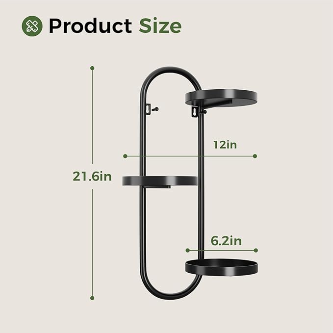 Window Plant Shelves Indoor Outdoor Wall Planters for Indoor Plants 2 Pack Metal Hanger Plant Holder for Living Room Balcony Wall Decor Black