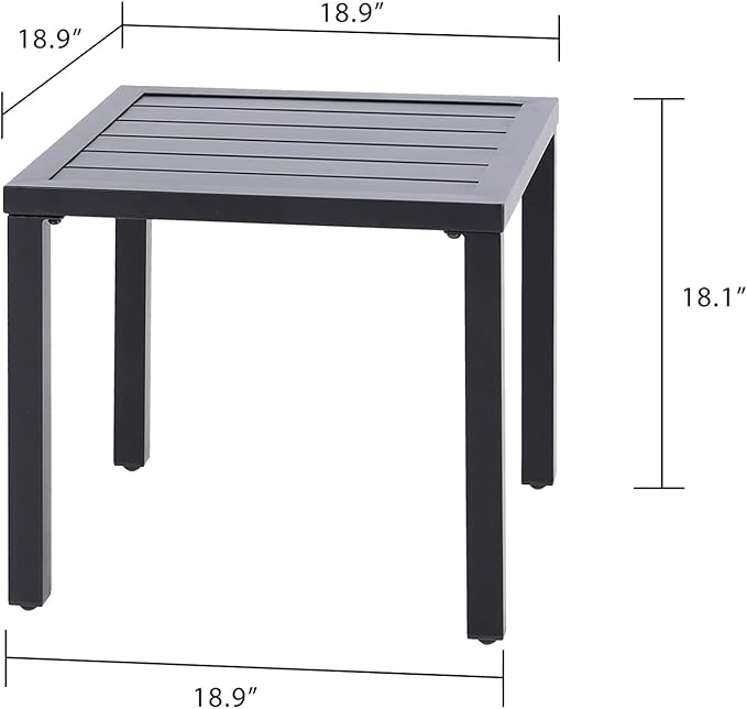PHI VILLA Indoor Outdoor Small Metal Square Side/End Table, Patio Coffee Bistro Table, Black | Indoor, Outdoor, Patio, Coffee