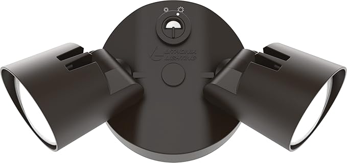 Lithonia Lighting HomeGuard 2-Light LED Outdoor Flood Lights, Outdoor LED Lights, Dusk to Dawn Sensor, Adjustable Lumens, 4000K Cool White, Round Heads, Dark Bronze (HGX LED 2RH ALO 40K 120 PE DDB)
