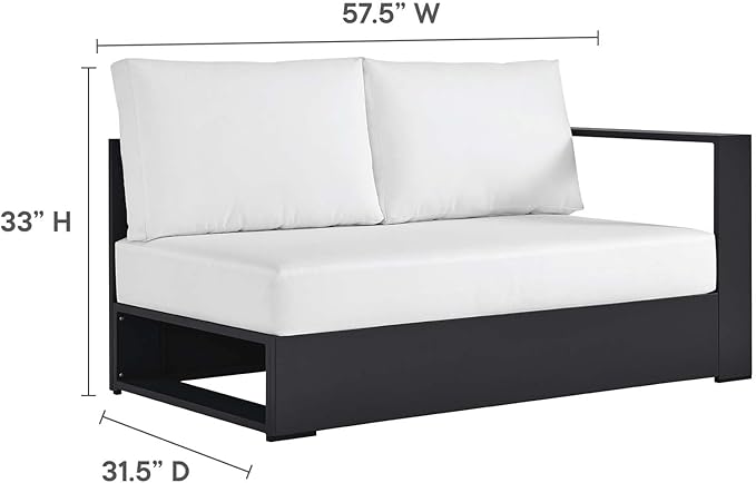 Modway Tahoe Aluminum 3-Piece Outdoor Patio Furniture Gray White, Modular Sectional Sofa Set with Weather-Resistant Cushions, Ideal for Deck, Backyard Poolside