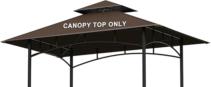 Grill Gazebo Replacement Canopy Top - AONEAR 5'x8' Outdoor BBQ Tent Roof Cover Double Tiered Outdoor Grill Shelter Fit for Model L-GG001PST-F (Brown)