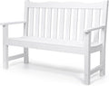 Stoog 2-Person Outdoor Bench, All-Weather HIPS Plastic Garden Bench with 800 lbs Capacity, Never Rot or Fade, Used for Garden, Deck, Backyard and Park, White