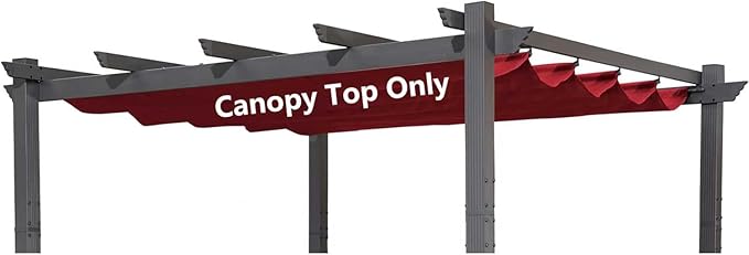 Pergola Shade Cover Replacement Canopy Top Compatible with 10 X 10 ft 6-Bar Pergola Frames - Red (Canopy Size 116" W x 95" L, Canopy Top Only)
