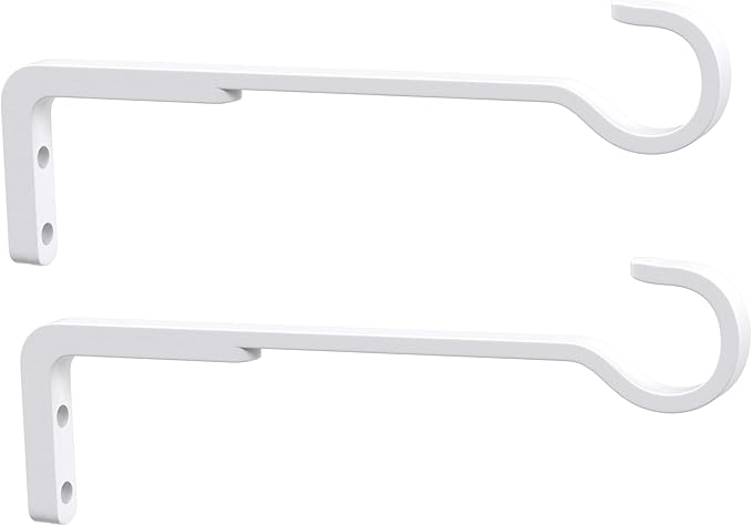 8 Inch 2 Pack White Heavy Duty Outdoor Plant Hangers, Iron Hanging Plant Brackets for Hanging Plants Outside, Metal Plant Hooks Plant Wall Hooks for Hanging Lantern, Bird Feeder