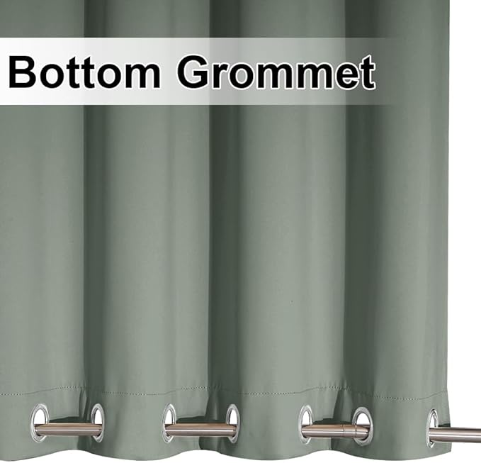 NICETOWN Windproof Sage Green Outdoor Curtains 2 Panels Top and Bottom Grommet for Patio Waterproof, Fixed Outdoor Blinds Keep Warm & Privacy Thermal Insulated Blackout Drapes for Cabana, W52 x L84
