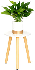 Plant Stand Indoor/Outdoor for Plants,Wood White Planter Stands Holder Mid Century Pedestal Shelf,Sturdy Short Flower Rack Boho Short Plant Table 15.7"Tall Wooden Plants Stool for Garden,Patio