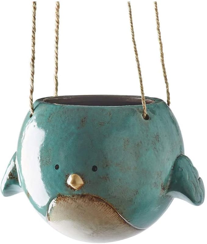 Bluebird Hanging Planter Pot - Ceramic - 7" Diameter