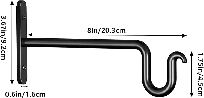 Hanging Plant Brackets 8 Inch - 2 Pack Plant Hanger for Hanging Plants, Heavy Duty Plant Hook for Hanging Bird Feeders, Flower Baskets, Wind Chimes, Lanterns, Indoor or Outdoor.