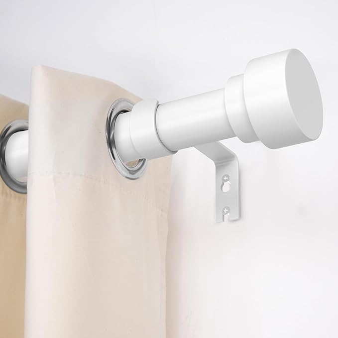 Curtain Rods for Windows 48 to 84, 1 Inch Adjustable White Heavy Duty Long Curtain Rod, Modern Style Indoor Outdoor Window Drapery Rods with End Caps, Size 32" - 90"