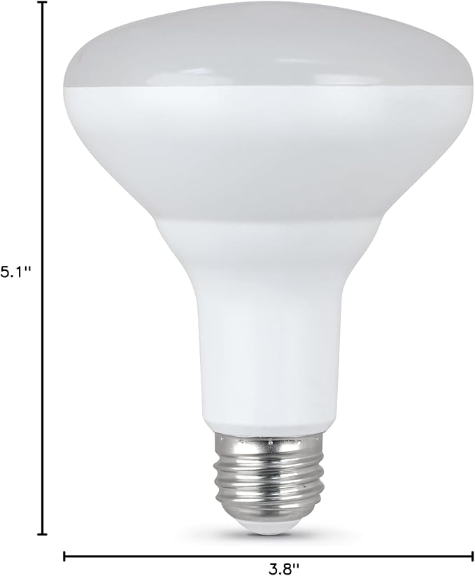 Feit Electric BR30 LED Light Bulbs, 100W Equivalent, Dimmable, E26 Standard Base, 80 CRI, 1400 Lumens, 3500K Neutral White, 120V, 10 Years Lifetime, Damp Rated, 6 Pack, 100BR30DM83510KLED/6