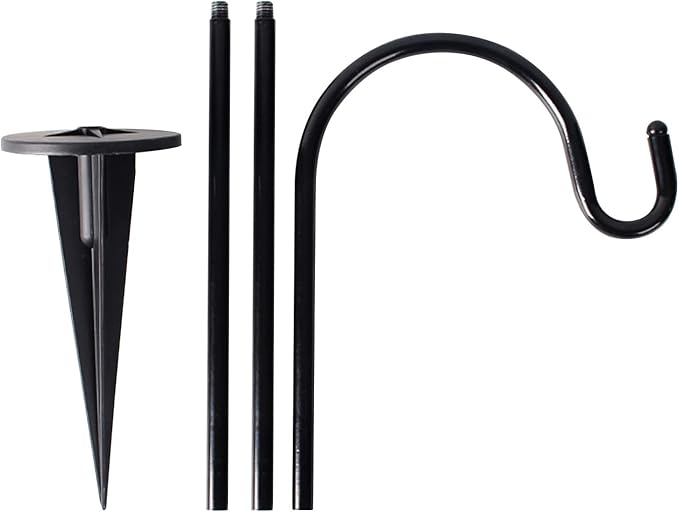 CALIDAKA 4 Pack Multi-Purpose Shepherds Hooks Outdoor Iron Shepherd Hook with Base Adjustable Heavy Duty Garden Hanging Stake for Lanterns Solar Light Plant Hanger Wedding Decor