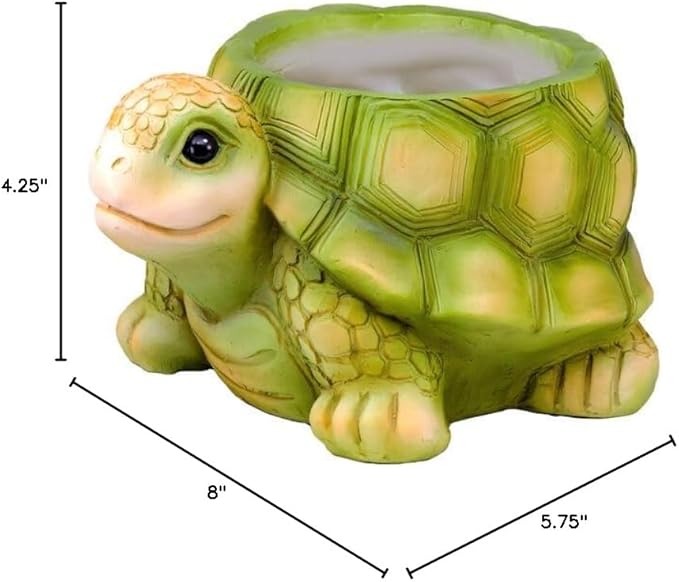 Spoontiques Decorative Flower Pots for Indoor and Outdoor Use – Hand Painted Resin Plant Pot – Home and Garden Décor (Turtle, 5.75" x 8" x 4.25")
