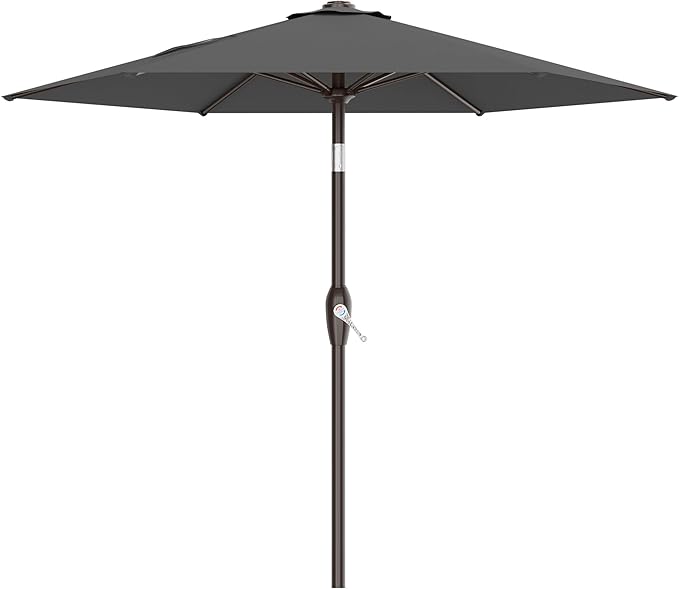 AreShark 7.5FT Patio Umbrella Table Market Umbrella with 6 Sturdy Ribs, Button Tilt/Crank, Heavy-Duty Outdoor Umbrellas for Pool, Deck, Garden and Backyard, Gray