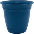 The HC Companies Eclipse Round Planter with Saucer - Outdoor & Indoor Plant Pot with Drainage Holes - Lightweight, UV-Resistant Plastic Pots for Plants, Flowers & Herbs (10" Peacock, Pack of 1)