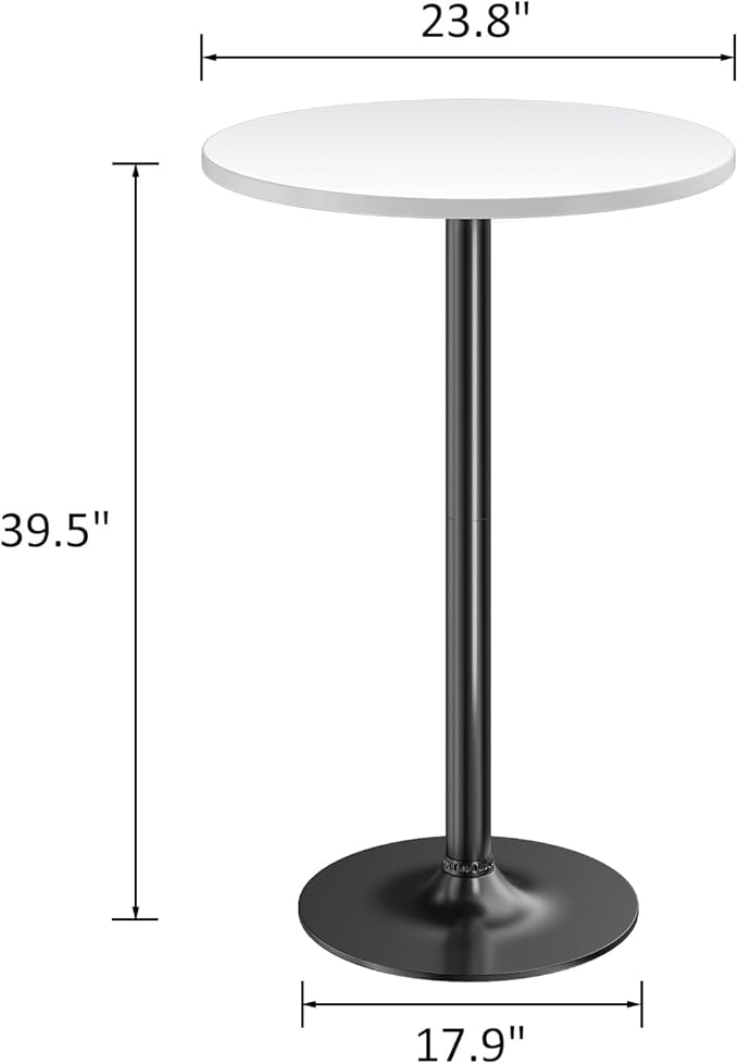 Furmax Bistro Pub Table Round Bar Height Cocktail Table for Home Bar, Small Round Bar Tables for Party, Dining Room, Living Room and Wedding, Metal Base MDF Top Obsidian, 40.6 Inch Height (4, White-1)