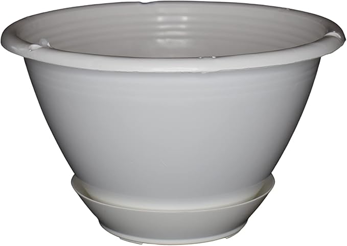 8 inchWhite Plastic Hanging Basket with Saucer by Koba (10)