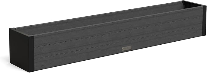 Mayne Horizon 5FT Window Box Planter – Modern Rectangular Faux Wood Grain Design for Windows, Durable All-Season Outdoor Flower Box with Drainage, Easy Installation