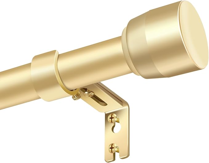 Gold Curtain Rod Itself is 30-144 inch 2 Pack, Fit 30 to 142, 66 to 120 inch Windows with 1 Inch Diameter, Splicing Extra Long Heavy Duty Adjustable Telescopic Rod