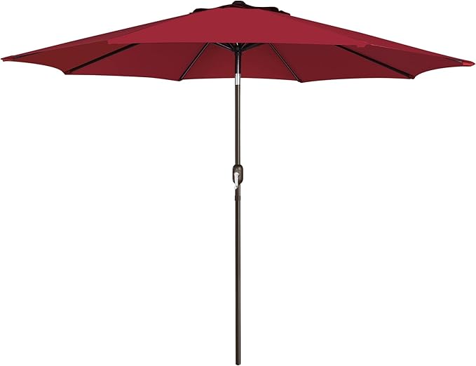 Blissun 9' Outdoor Patio Umbrella, Outdoor Table Umbrella, Yard Umbrella, Market Umbrella with 8 Sturdy Ribs, Push Button Tilt and Crank