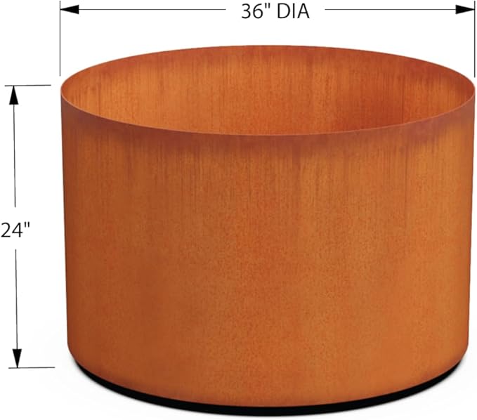 PLANTERCRAFT Corten Steel Metal Planter Box, Round Sizes, Modern Garden Steel planters for Commercial and Residential Outdoor Use.