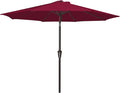 MEWAY 9ft Patio Umbrella Outdoor Table Umbrellas with Push Button Tilt and Crank, Market Umbrella 8 Sturdy Ribs for Deck, Garden, Pool and Backyard, Dark Red