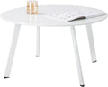 Outdoor Side Table, Outdoor/Indoor Metal Steel Patio Coffee Table, Round Weather Resistant Anti-Rust, White