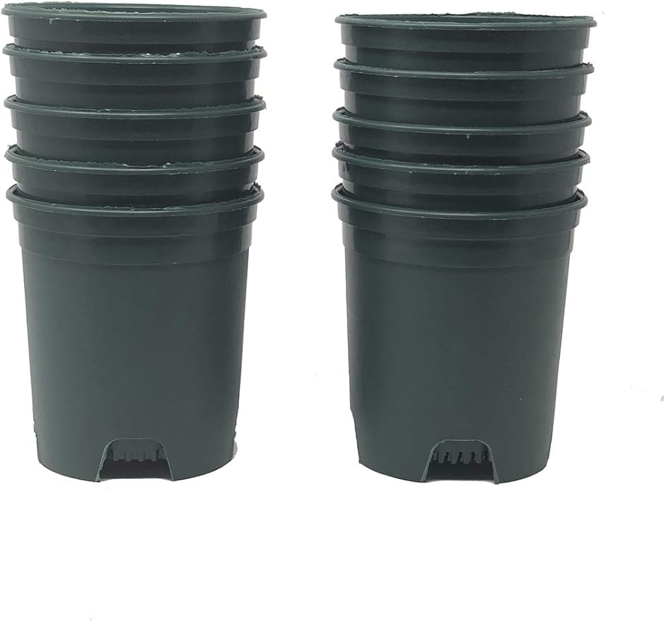 4 Inch Nursery Pot Green Plastic Planters for Outdoor Indoor Plants Gardening Flower Pots 10-Pack 0.25 Gallon Pot Liners with Drainage Holes