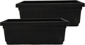 The HC Companies 18 Inch Venetian Window Planter Box with Drainage Plug, Lightweight UV-Resistant Plastic Indoor & Outdoor Planters, 2-Pack Flower Box for Garden & Home Decor, Black