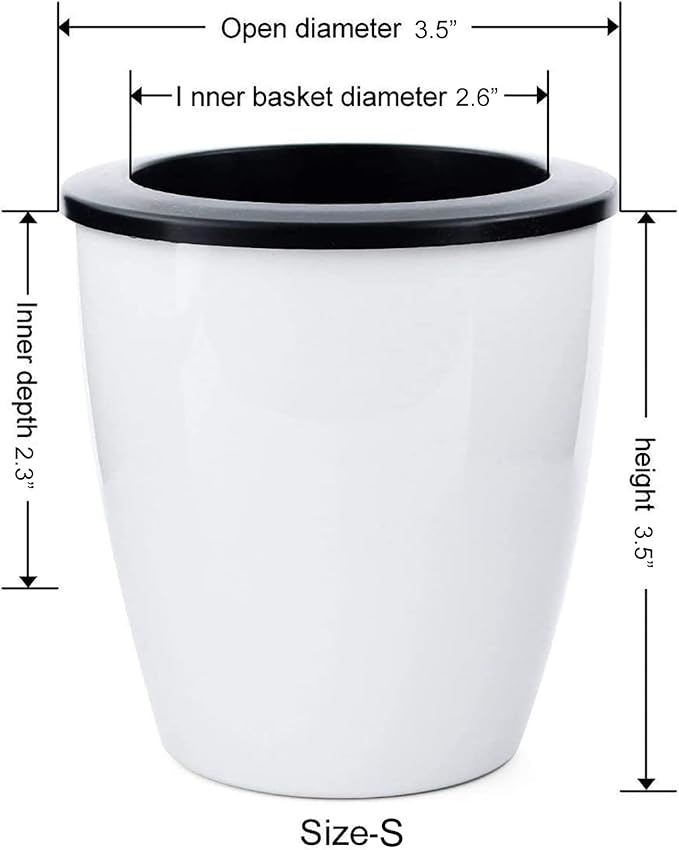 3.5“ Self Watering Planter White Flower Pot, 3 Pcs Small Planter Pot, Mini Plant Pot, for All Plants, Herbs, African Violets, Succulents, Flowers Or Start Plants, White, 3 inch