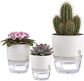 6/4/3Inch Self Watering Planter Pots 3 Pack Plant Pot for Indoor Wicking Flower Pots Plant Pots Modern Decorative Planter for House Plants,Herbs,Indoor Outdoor Plant (White)