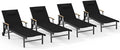 Ciokea Outdoor Lounge Chair with Pillow Set of 4, 5-Position Chaise Lounge with Wheels & Armrests, 400 lbs Heavy Duty Aluminum Pool Lounge Chairs, for Beach, Deck, Poolside & Backyard, Black