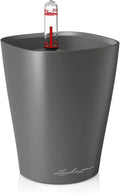 Lechuza MINI-DELTINI Charcoal Metallic, Self-Watering Small Indoor Planter, H5.1 L3.9 W3.9 in