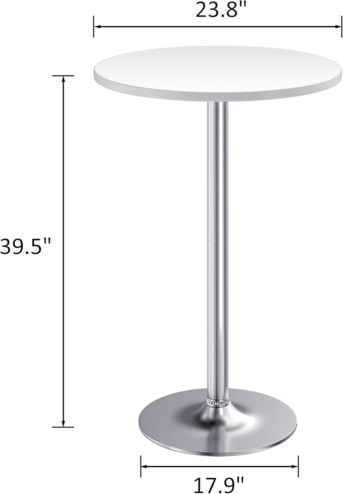 Furmax Bistro Pub Table Round Bar Height Cocktail Table for Home Bar, Small Round Bar Tables for Party, Dining Room, Living Room and Wedding, Metal Base MDF Top Obsidian, 40.6 Inch Height (4, White-2)