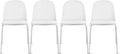 2xhome Modern Stackable Armless Dining Chair | Plastic Shell Seat with Metal Legs | Indoor or Outdoor Use | Home Kitchen Patio (4, White, Padded Seat)