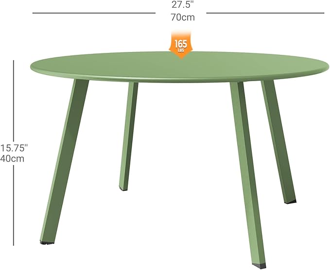 Grand patio Outdoor Round Coffee Table, 28-inch Patio Side Table, Great for Backyard Patio Deck, Sage Green