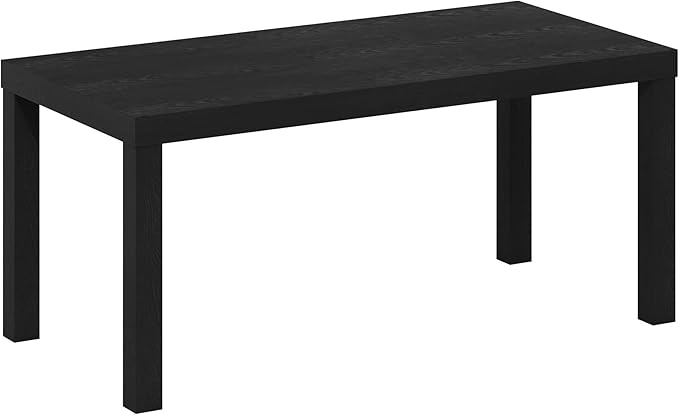 Furinno CLASSIC Coffee Table, Modern Rectangle Coffee Table with 1.8" Triple Thick Tabletop, Side Table, Toolless Assembly, for Living Room, Home Office, Black