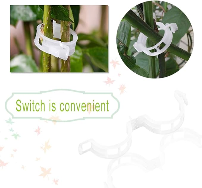 OJYUDD 300 PCS Plant Support Garden Clips,Tomato Vine Clips,Durable Crop Clips in White for Flower Vine Twine Tomato Orchid to Grow Upright and Healthier