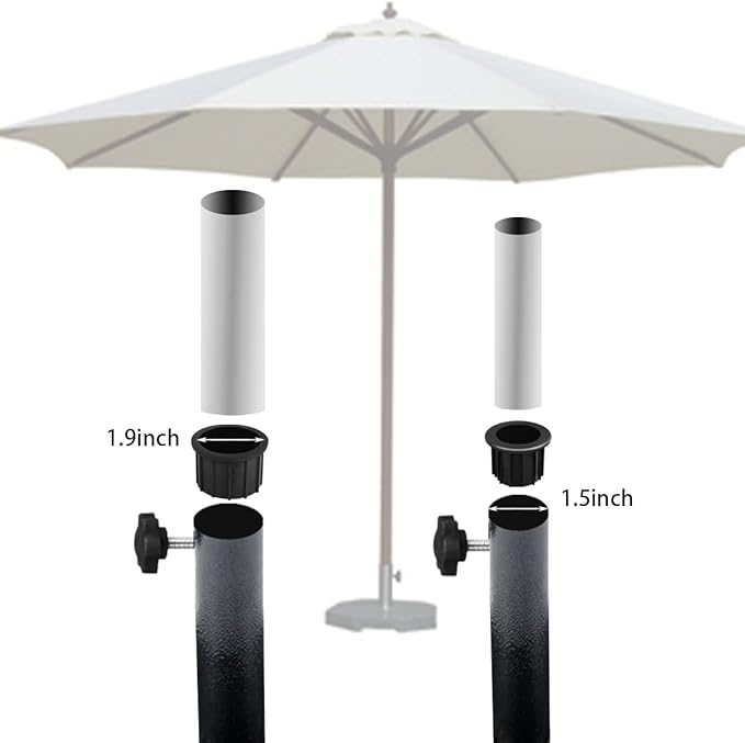 Patio Umbrella Parasol Base Stand Hole Ring Plug Cover Cap Insert with Adjust Knobs Suit for Dia 2 Inch Umbrella Pole Adapter