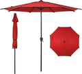 Abba Patio 9FT Lyon Outdoor Patio Umbrella Outdoor Table Umbrella with Push Button Tilt and Crank Market Umbrella 8 Sturdy Ribs UV Protection Waterproof for Garden Deck Backyard Pool Dark Red