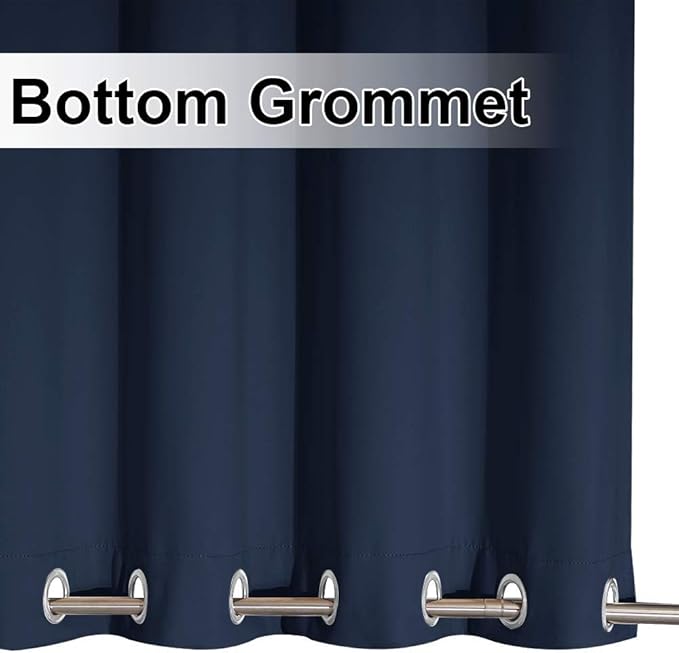 NICETOWN Weighted Blackout Outdoor Curtain for Patio Waterproof, Rustproof Grommet Top and Bottom Public Divider Windproof Thermal Insulated Drape for Porch, Navy Blue, 1 Panel, W100 x L108