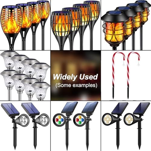 Metal Stakes Solar Lights Replacement Spike - Outdoor Ground Stake for Backyard Garden Lights Landscape Yard Pathway Patio Lamps Pole (Metal-8 Pack) - 0.78x5.36 inches
