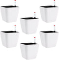 5.5 Inch Self Watering Plastic Planter With Indicator - 6 PCS Square Plant Pots, Decorative Lazy Flower Pot for House Plants, Herbs, Aloe, Succulents