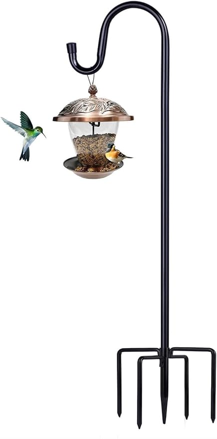 Shepherd Hooks for Outdoor, ToyHotels 1 Pack 78 Inch Bird Feeder Pole with 5 Prongs Base for Hanging Lantern, Hummingbird Feeder, Lightweight Plant, Shepherds Hook for Bird Feeders for Outside