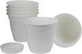 The HC Companies 8 Inch Eclipse Round Planter Pots with Drainage Holes & Attached Saucer, Lightweight UV-Resistant Plastic Indoor & Outdoor Planters, 6-Pack Flower Pots for Garden & Home Decor, White