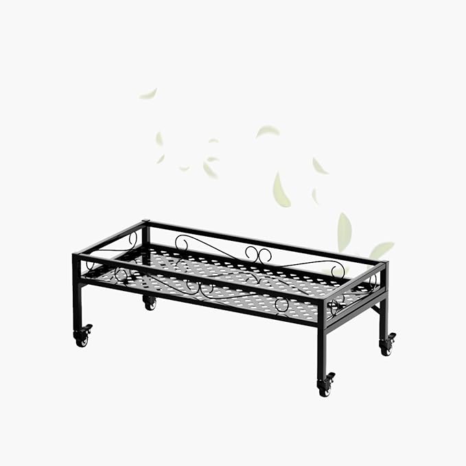 Zhongma Sturdy Metal Plant Stand with Wheels, 32.7x16x11.6 Inch High, Heavy Duty Succulent Shelf for Home Indoor and Outdoor, 220 LBS Capacity & Heavy Duty Construction