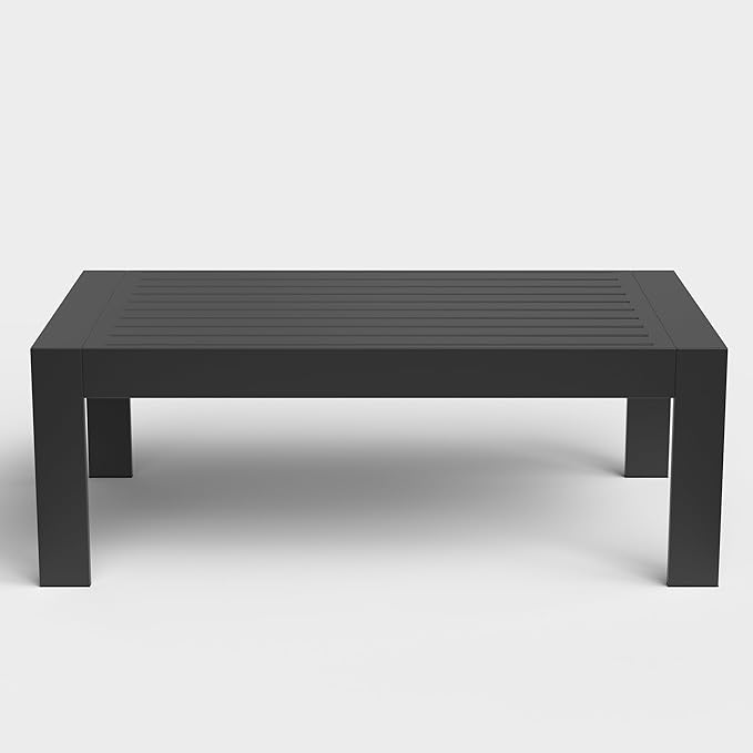Outdoor Rectangle Patio Aluminum Coffee Tables for Outside, All Weather Patio Slatted Tabletop for Indoor or Outdoor Use