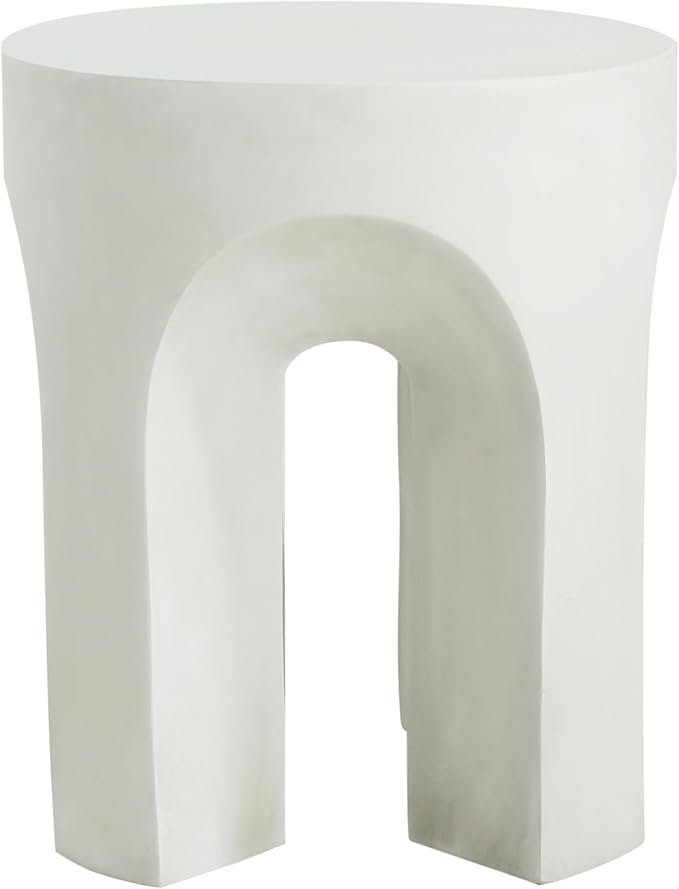 Christopher Knight Home Ottilie Outdoor Side Table, Lightweight Concrete Garden Stool with Four Legs Shaped, Decorative Accent Table Patio End Table for Patio Balcony Beach Pool Side, Antique White