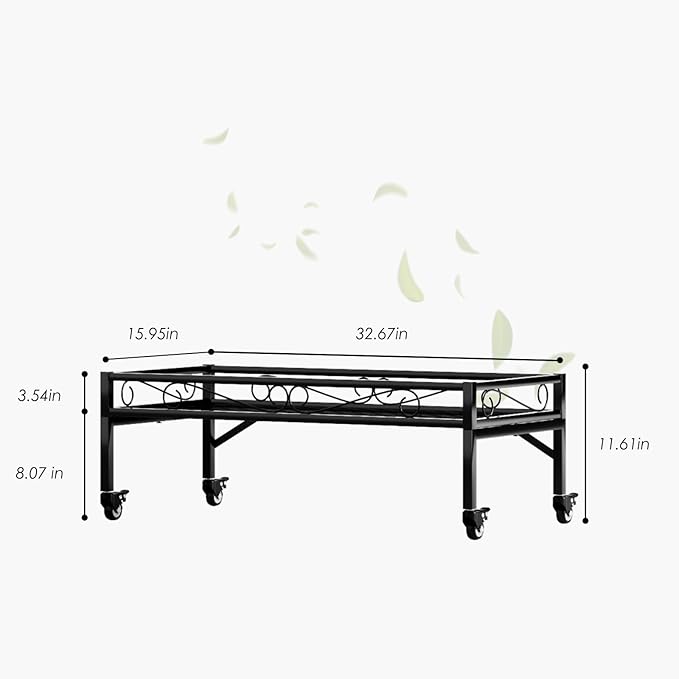 Zhongma Sturdy Metal Plant Stand with Wheels, 32.7x16x11.6 Inch High, Heavy Duty Succulent Shelf for Home Indoor and Outdoor, 220 LBS Capacity & Heavy Duty Construction